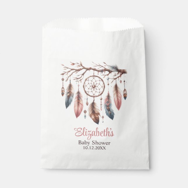 Sachets En Papier Boho Nom personnalisé Baby shower Dreamcather (Devant)