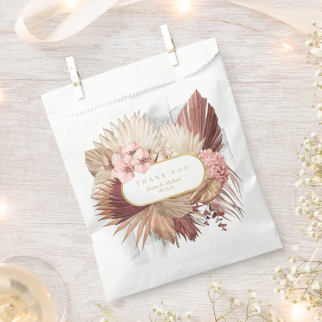 Sachets En Papier Boho Oasis Mariage Floral Merci V2 ID959 (Coupé)