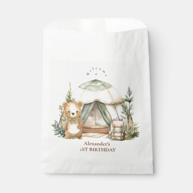 Sachets En Papier Boho One Happy Camper 1ère fête d'anniversaire (Devant)