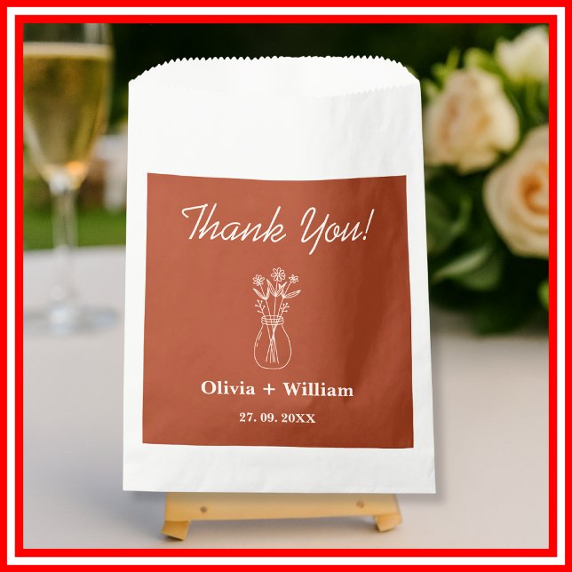 Sachets En Papier Boho Orange Brûlé | Mariage Floral (Créateur téléchargé)