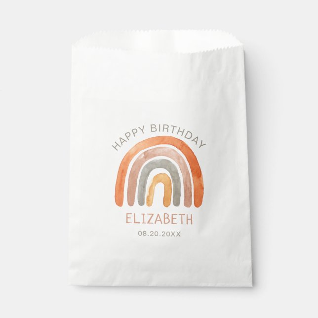 Sachets En Papier Boho Rainbow Joyeux Anniversaire Favoriser Sac (Devant)