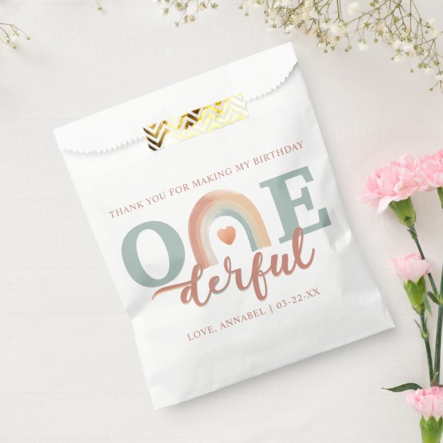 Sachets En Papier Boho Rainbow Onederful Anniversaire Favoriser Sac  (Scellé)