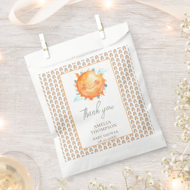 Sachets En Papier Boho Rainbow Un Petit Rayon De Baby shower Soleil (Coupé)