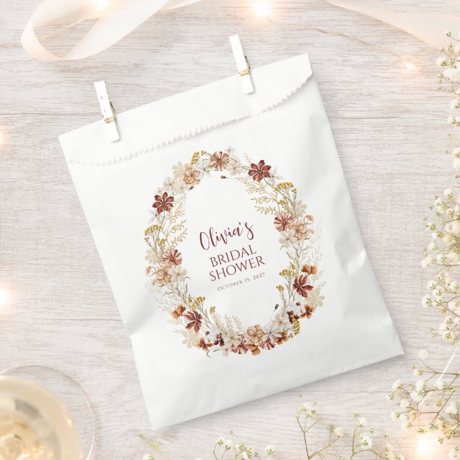 Sachets En Papier Boho Rustique Floral Bourgogne Fête de Mariage Per (Coupé)