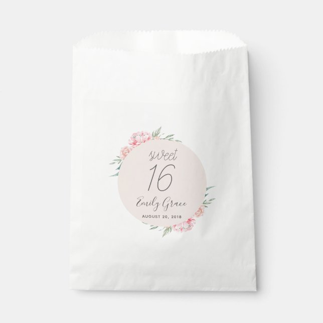 Sachets En Papier Boho Rustique Floral Sweet 16 Merci Favor Sac (Devant)