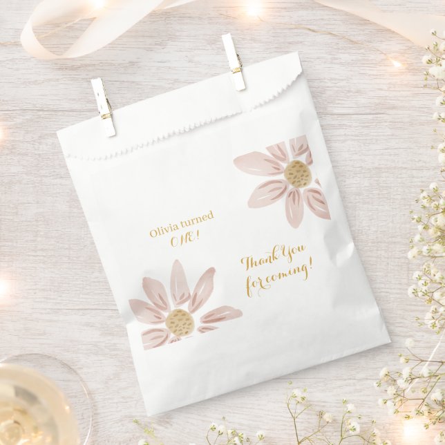 Sachets En Papier Boho sauvage rose marguerite bébé anniversaire (Coupé)