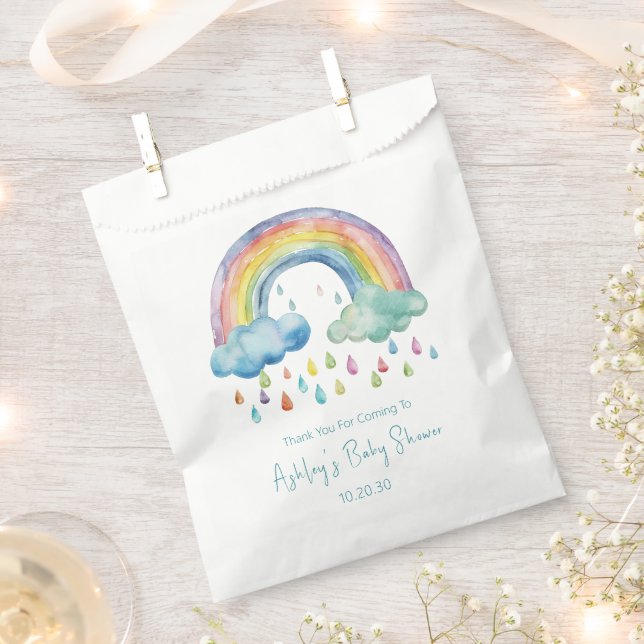 Sachets En Papier Boho Watercolor Rainbow Baby shower (Coupé)