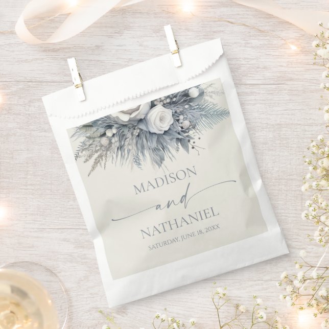 Sachets En Papier Boho White Rose Floral Mariage Jardin (Coupé)