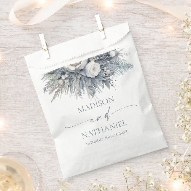 Sachets En Papier Boho White Rose Floral Mariage Jardin (Coupé)