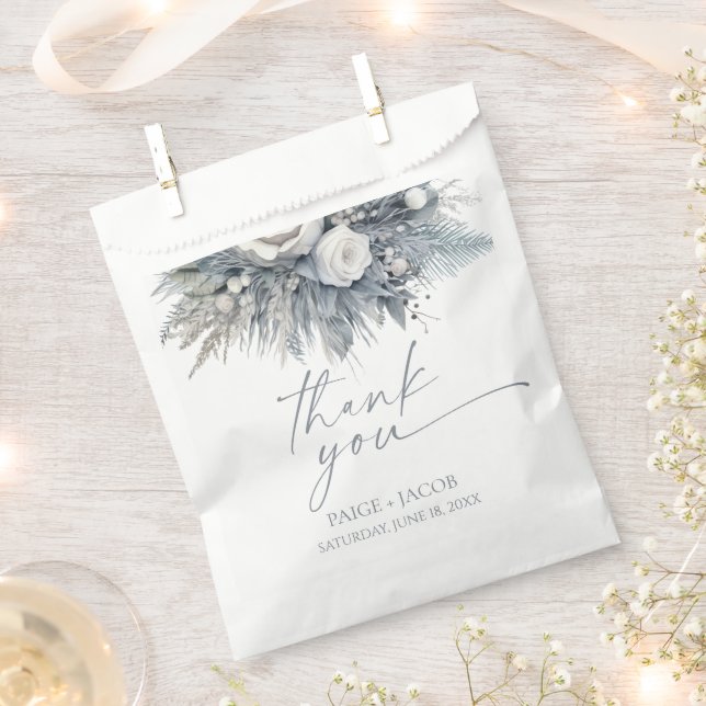 Sachets En Papier Boho White Rose Floral Mariage Jardin (Coupé)