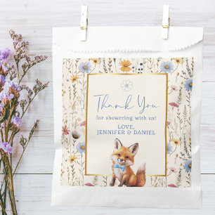 Sachets En Papier Boho Woodland Renard Dusty Blue Baby Shower
