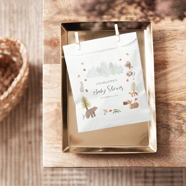 Sachets En Papier Bois Animaux Automne Baby shower d'automne Snack (Woodland Animals Rustic Fall Baby Shower Favor Bag)