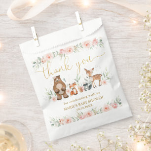 Sachets En Papier Bois Animaux Blush Floral Baby shower Anniversaire