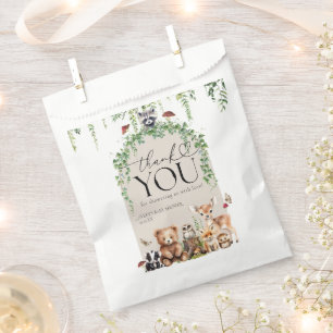 Sachets En Papier Bois Animaux Végétation Champignons Baby shower