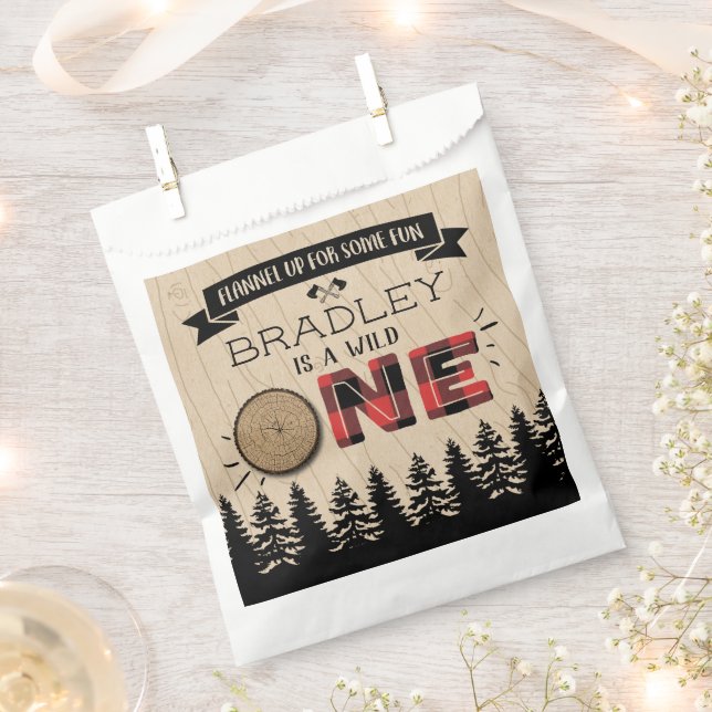 Sachets En Papier Bois de bûcheron à plaies rustiques 1er anniversai (Coupé)