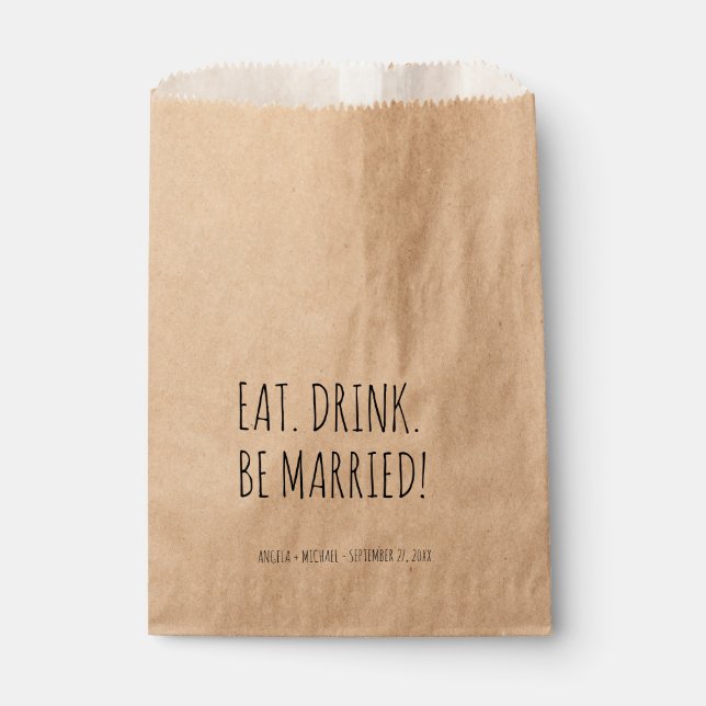 Sachets En Papier Boisson Personnalisée Soyez Marié Mariage Traite (Devant)