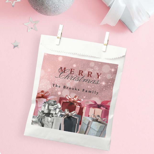 Sachets En Papier Boîtes-cadeaux élégantes rose et argent pour Noël (Créateur téléchargé)