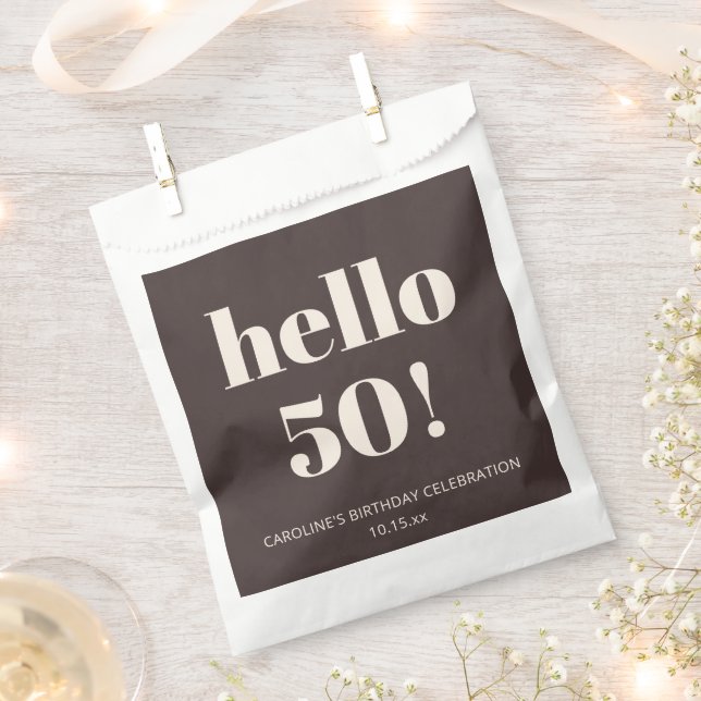 Sachets En Papier Bold Chic Modern Brown Custom Birthday Party  (Coupé)