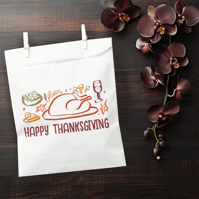 Sachets En Papier Bon thanksgiving Whimsgiving sur mesure (Whimsical Happy Thanksgiving Friendsgiving Autumn Holiday Custom Favor Bag
)