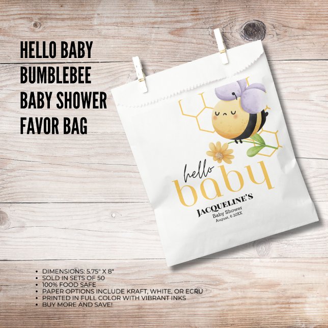 Sachets En Papier Bonjour Baby Bumblebee Baby shower (The Butterfly Studio
Hello Baby Bumblebee Baby Shower Favor Bag)
