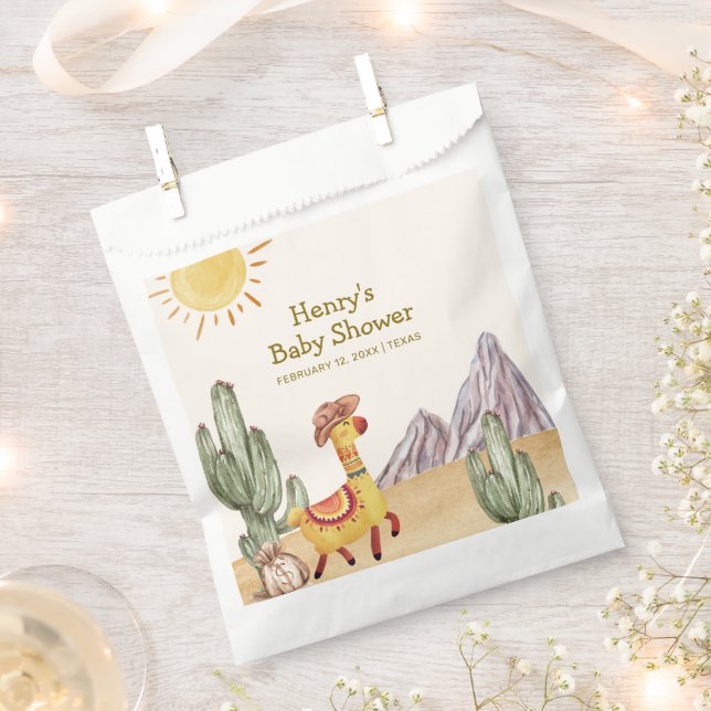 Sachets En Papier Bonjour Baby Desert Cactus Llama Cowboy Baby showe (Coupé)