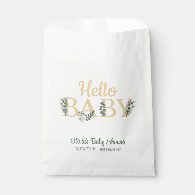 Sachets En Papier Bonjour Bébé Eucalyptus (Devant)