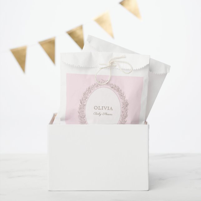 Sachets En Papier Bonjour Bebe French Patisserie Baby shower Rose (Fête)