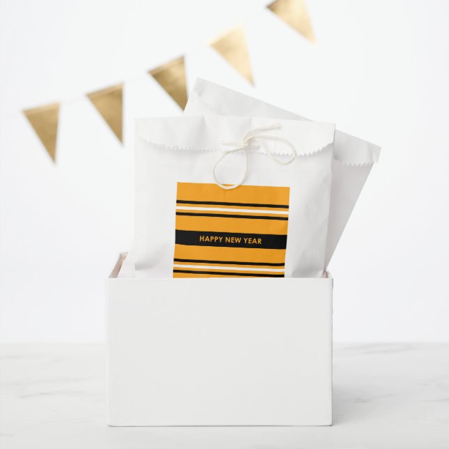 Sachets En Papier Bonne année Jaune et Noir (Fête)