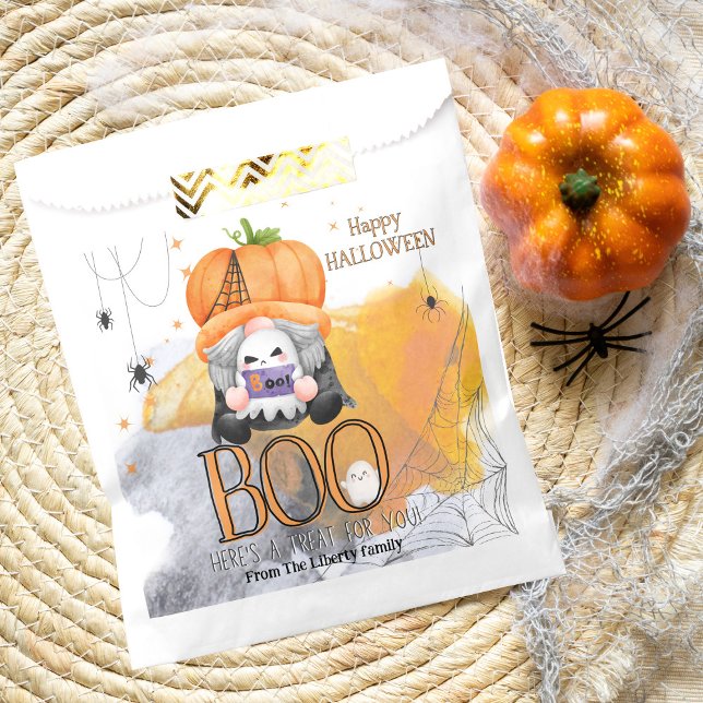 Sachets En Papier BOO gnome orange enfants halloween tricher ou trai (Créateur téléchargé)