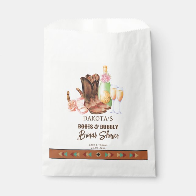 Sachets En Papier Boots et bubbly western cowgirl brunch merci (Devant)