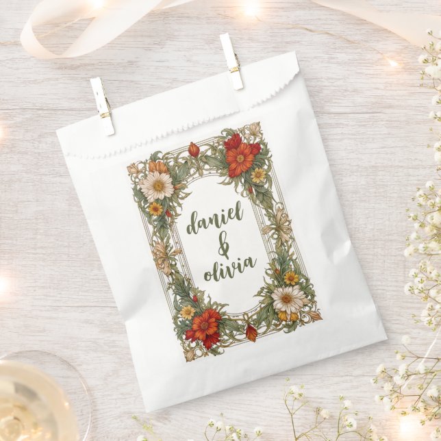Sachets En Papier Bordure ornée victorienne avec Mariage Fleur sauva (Coupé)