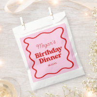 Bordure rose rouge vague Anniversaire Dîner