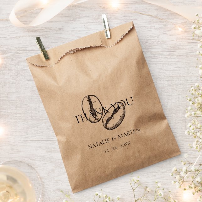 Sachets En Papier Botanique Café Bean Élégant Bohème Partie Cadeau (Coupé)