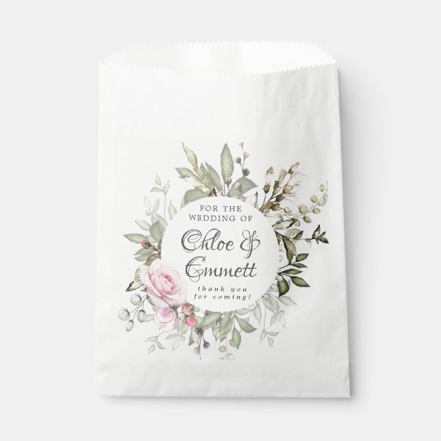 Sachets En Papier Botanique rose Mariage Merci Favor Sac (Devant)
