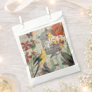 Sachets En Papier Botanique Vintage Oiseaux Nature Tropical Antique