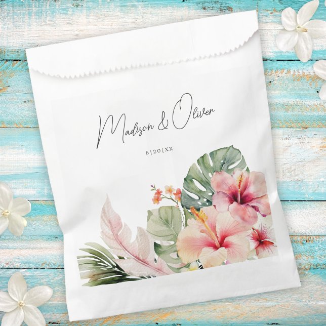 Sachets En Papier Botaniques tropicaux Magnifique Mariage d'aquarell (Créateur téléchargé)