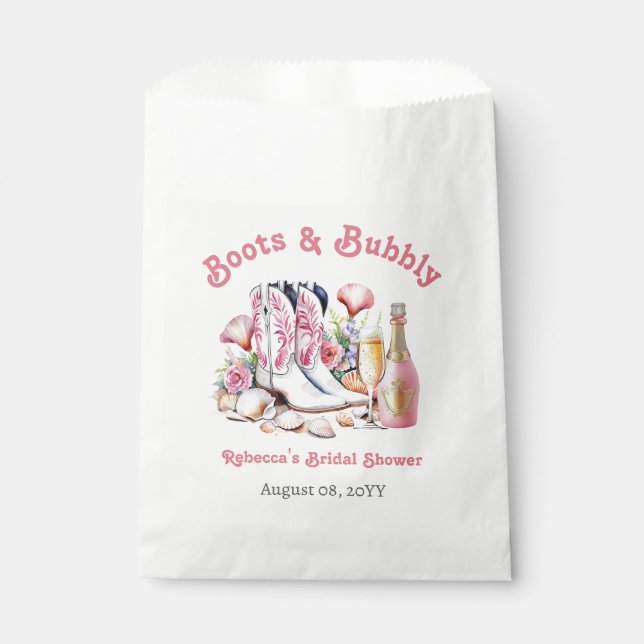 Sachets En Papier Bottes et Bulles Fête de Mariage de Cowgirl Côtièr (Devant)