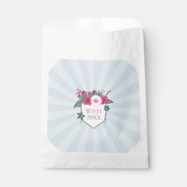 Sachets En Papier Bouclier monogramme floral (Devant)