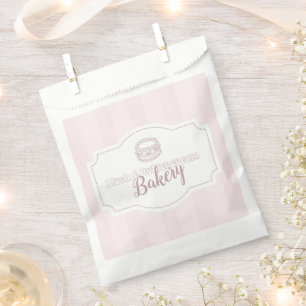 Sachets En Papier Boulangerie de gâteaux rose pastel personnalisés