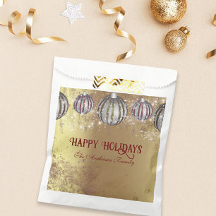 Sachets En Papier Boules de Noël Luxueuses Pailletées d'Or