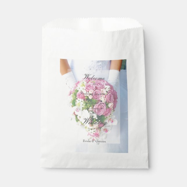 Sachets En Papier Bouquet de fleur de dentelle nuptiale modifiable m (Devant)