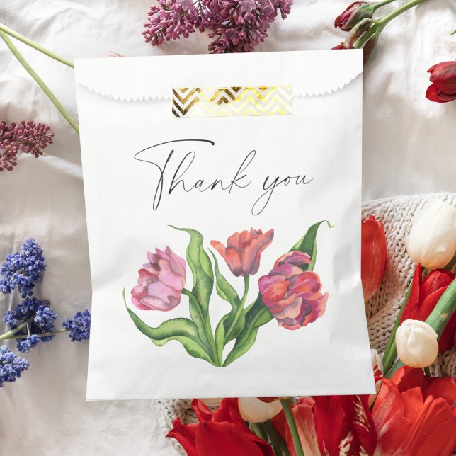 Sachets En Papier Bouquet de fleurs à l'aquarelle Merci (Créateur téléchargé)