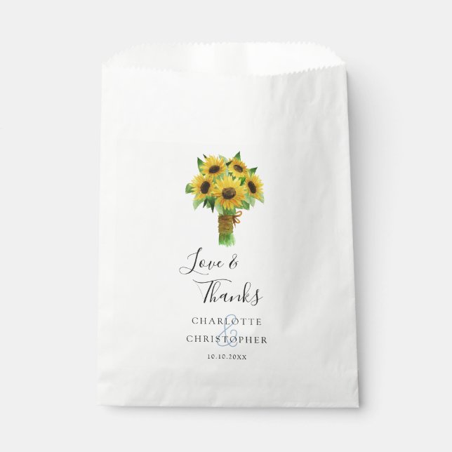 Sachets En Papier bouquet de tournesol aquarelle (Devant)