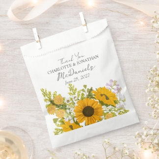 Sachets En Papier Bouquet de tournesols modernes jaunes pour mariage