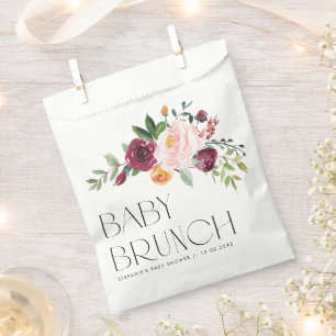 Sachets En Papier Bouquet floral automnal aquarelle pour Baby Brunch