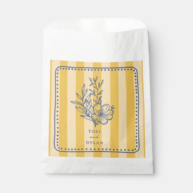 Sachets En Papier Bouquet floral Mariage en bande jaune (Devant)
