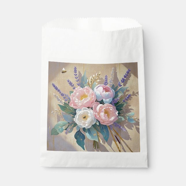 Sachets En Papier Bouquet floral pivoines lavande (Devant)