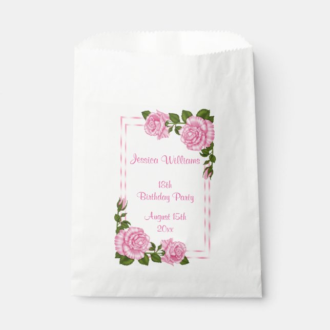 Sachets En Papier Bouquets d'angle rose joli pour 18 ans (Devant)