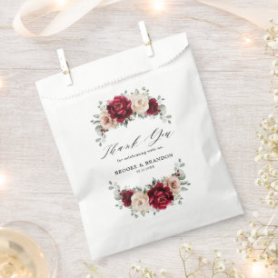 Sachets En Papier Bourgogne Champagne Ivory Mauve Rose Floral Mariag
