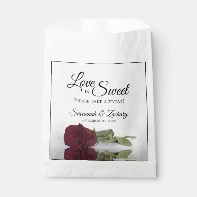 Sachets En Papier Bourgogne Rose L'amour est doux Prenez un Mariage  (Devant)